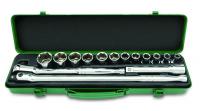 TOPTUL Socket Set 1/2 dwunastokątnych with key and extensions, gloss finish