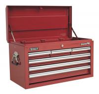 Sealey tool chest without equipment with 6 drawers bearing red.