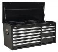 Sealey tool chest without access of 14 drawers on ball bearings Heavy-duty, black.