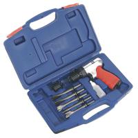Zestew Sealey Impact Hammer, 4 chisels, oil, all packaged in a handy carrying case.