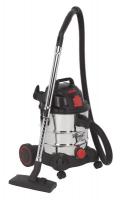 Sealey Vacuum wet and dry 1400W/230V 20l stainless steel container, AutoStart function.