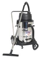 Sealey Vacuum cleaner wet and dry 2400W/230V 77l stainless steel container.