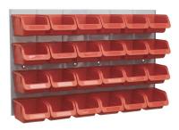 Sealey Skladové kontejnery + nástěnný panel, 24p (100 x 110 x 75 mm), červený