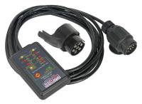 Sealey 12V Tester pro kontrolu elektrických zásuvek, 13-pin (EURO), 4,9m kabel