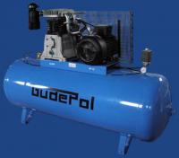 GD GUDEPOL 70-500-1210 piston compressor, tank 500l, efficiency 1210l/min, max. 10bar pressure, engine power 7.5 kW, indirect drive, 400V power supply, stationary