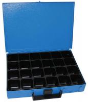 Kufříková zásuvka; 24 přihrádek, kovová, modrá