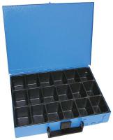 Kufr s šuplíky, 18 přihrádek, kov, modrá